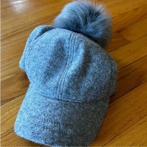 UGG Gray Hat with Fluffy Pom Pom